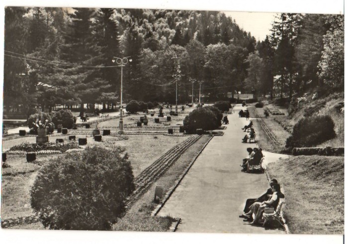 CPIB 18097 CARTE POSTALA - SLANIC MOLDOVA, VEDERE DIN PARC