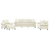 Cumpara ieftin Set de canapele cu perne, 4 piese, crem, catifea