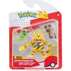 Set 3 figurine de actiune, Pokemon, Caterpie, Electabuzz si Rockruff