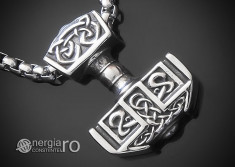 Medalion Colier Pandantiv Ciocanul lui Thor Mjolnir INOX - cod PND154 foto