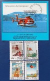 Cambodgia (1996/1997) - Serie completă Timbre + Coliță " Elicoptere Ecologice" (Obliterat / Ștampilat Phnom Penh) VRT1