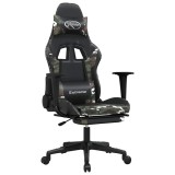 Cumpara ieftin Scaun de gaming masaj/suport picioare negru/Camuflaj piele eco