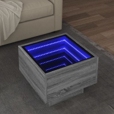 vidaXL Masă laterală cu LED, sonoma gri, 40x40x30 cm, lemn prelucrat 847502 foto