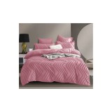 Cumpara ieftin Lenjerie de Pat Finet Jacquard Velvet Gofrat, Pat Dublu, 6 Piese, ROZ - PUC118