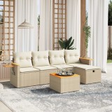 vidaXL Set canapele de grădină cu perne, 6 piese, bej, poliratan 3265510