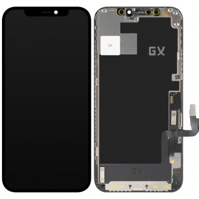 Display cu Touchscreen GX pentru Apple iPhone 12 / 12 Pro, cu Rama, Versiune OLED IC Movable, Negru foto