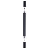 Cumpara ieftin Creion stylus 2 in 1 pentru ecran tactil, universal, metal, negru, cu pix integrat si disc protectie display