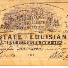 M1 R - Bancnota America - Louisiana - 100 dolari - 1863