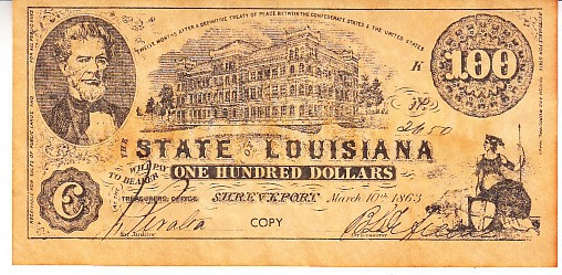 M1 R - Bancnota America - Louisiana - 100 dolari - 1863