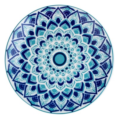 Farfurie Portelan, Model Aztec, Diametru 19cm, Albastru Marin foto