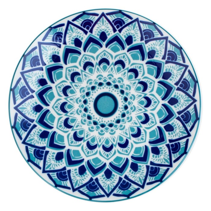 Farfurie Portelan, Model Aztec, Diametru 19cm, Albastru Marin