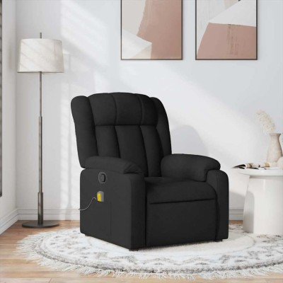 vidaXL Fotoliu de masaj rabatabil, negru, material textil foto