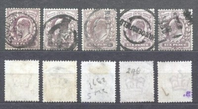 Great Britain 1902 Small lot 5 x King Edward VII 6P Mi.111A used AM.276 foto
