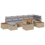 vidaXL Set de canapele pentru grădină cu pernă 8 pcs Bej Rattan poli