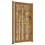 Cumpara ieftin Poarta pentru gradina, 105x205 cm, otel corten, model bambus