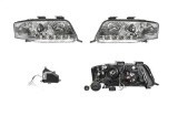 Set faruri Audi A6 (C5), 06.2001-01.2005, partea Stanga+Dreapta, Tuning, Fata, cu lumina de parcare LED; tip bec H1+H1; manual/electric; transparent,, Rapid