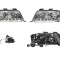 Set faruri Audi A6 (C5), 06.2001-01.2005, partea Stanga+Dreapta, Tuning, Fata, cu lumina de parcare LED; tip bec H1+H1; manual/electric; transparent,