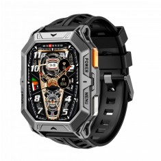 Smartwatch iSEN X1 Pro, Curea de silicon neagra, 2.13 AMOLED HD, HRV, ECG, Monitorizare sanatate, Functii sport, Bluetooth Call, 1000 mAh, Android 9.0