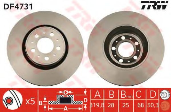 Disc frana VOLVO V70 II (SW) (2000 - 2007) TRW DF4731