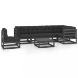 Set mobilier de gradina cu perne, 7 piese, lemn masiv de pin