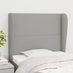 vidaXL Tăblie de pat cu aripioare gri deschis 83x23x118/128 cm textil 3117790 foto