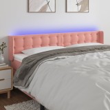 Tăblie de pat cu LED, roz, 183x16x78/88 cm, catifea