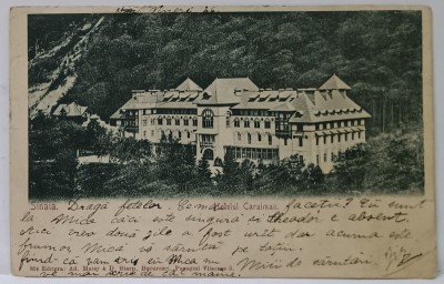 SINAIA , HOTELUL CARAIMAN , CARTE POSTAL ILUSTRATA , CLASICA , DATATA 1905 foto