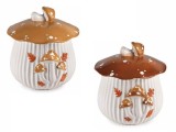 Cumpara ieftin Set 2 borcane ceramica alba maro Ciupercute 20x19.5 cm