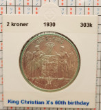 Danemarca 2 kroner 1930 argint - King&#039;s Birthday - km 829 - G011