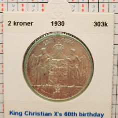 Danemarca 2 kroner 1930 argint - King's Birthday - km 829 - G011