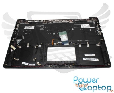 Tastatura Asus Neagra 0KNB0-662EGE00 cu Palmrest negru iluminata backlit, 13NB07D3AM0111 cu Palmrest negru foto