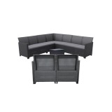 Set mobilier gradina Curver Claire V 9 locuri, masa depozitare Vigo, gri, plastic ratan