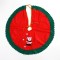 Covoras pentru bradul de craciun, flippy, din tesatura pufoasa, cu fundite de prindere, model mos craciun, rosu/ verde, diametru 90 cm