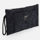 Portfard din Prosop cu Model Floral, Negru, 30x20cm, CMCLASS