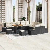 Cumpara ieftin Set de canapele pentru grădină cu pernă 13 pcs Negru, Crem