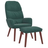 Cumpara ieftin Scaun de relaxare cu taburet, verde inchis, catifea