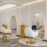 Consolă profesională pentru coafură, frizerie și cosmetică, cu oglindă LED 180x90, aurie