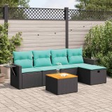 vidaXL Set mobilier de grădină cu perne, 6 piese, negru, poliratan 3325809