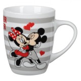 Cana Porțelan Disney Minnie Mickey, Gri Dungi, Capacitate 350ml, Oem