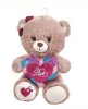 Ursulet de Plus Bej cu Inima Colorata Glitter Rainbow 30cm, ConceptSeller, Oem