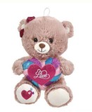 Ursulet de Plus Bej cu Inima Colorata Glitter Rainbow 30cm, ConceptSeller