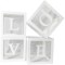Set 4 cutii pentru baloane, flippy, model scris love, tematica iubire, cuburi decorative din plastic, accesorii pentru petrecere, 30 x30 cm, transpare