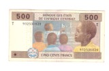 Bancnota Africa centrala (Congo) 500 francs/franci 2002-2007, seria T - Congo, stare buna