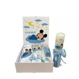Cumpara ieftin Set Cutie Trusou cu Lumanare, 9 Piese &quot;Cu drag de la nasi&quot; - Baby Mickey, Bleu - TB227
