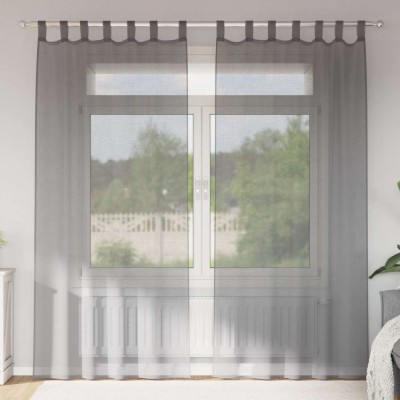 vidaXL Perdele voal cu bucle 2 buc Gri &amp;icirc;nchis 140x225 cm foto