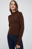 Cumpara ieftin Pepe Jeans pulover femei, culoarea maro, light, cu turtleneck