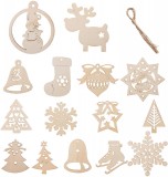 Set de 30 pandative pentru Craciun Kesote, lemn, natur