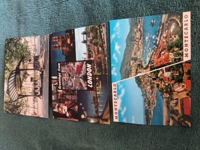 lot trei carti postale , vederi Paris , Londra, Monte Carlo, necirculate , 1970 foto