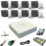 Sistem supraveghere Hikvision 8 camere 5MP IR 40m microfon DVR 8 canale HDD 1TB si accesorii incluse SafetyGuard Surveillance, Rovision