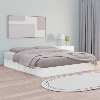 vidaXL Cadru de pat, alb, 120x200 cm, lemn masiv foto